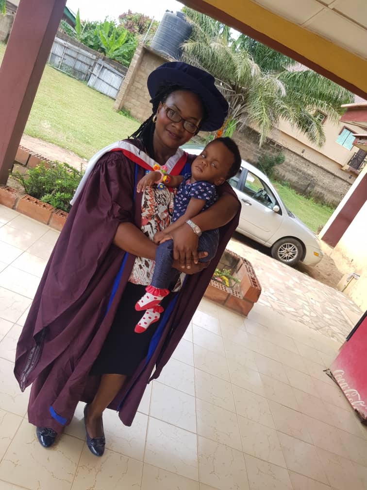 Modupe Ajayi and daughter with Hydrocephalus 